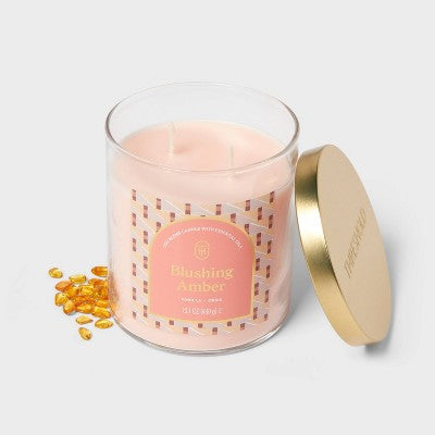 2-Wick Glass Jar Candle with Lid Blushing Amber 15.1oz - Threshold