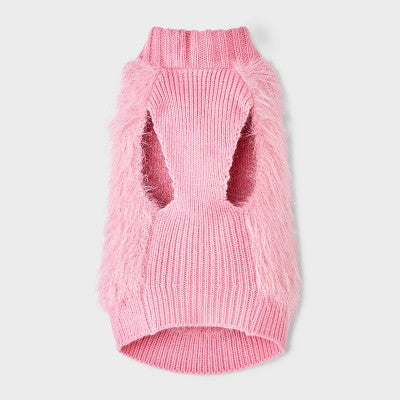 Pink Eyelash Dog and Cat Sweater - Boots & Barkley S