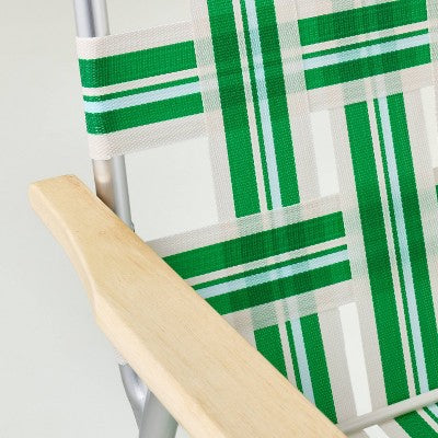 Folding Lawn Chair - Cream/Light Blue/Green - Hearth & Hand with Magnolia: Weather-Resistant, No Assembly, Steel Frame (LOCAL PICKUP ONLY)