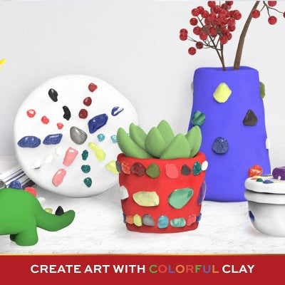 FAO Schwarz Toy Kids' Rock Tumbler with Clay and Gemstones - 22pcs: Science Creativity Kit for Grade 3