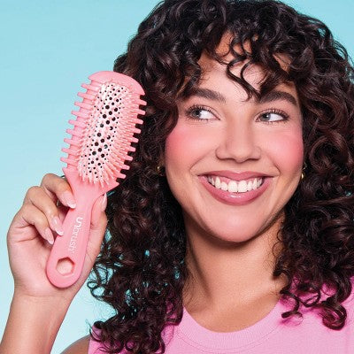 UNbrush Curl Hair Brush - Coral Pink: Detangling Brush, Nylon Bristles
