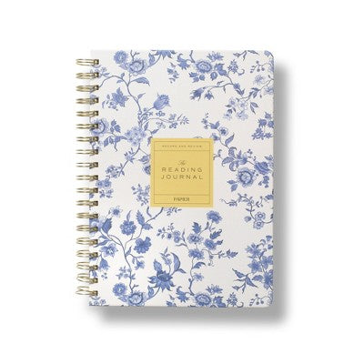 PAPIER 150pg Reading Journal 9.84" Spiral Floral and Text Block Hard Cover