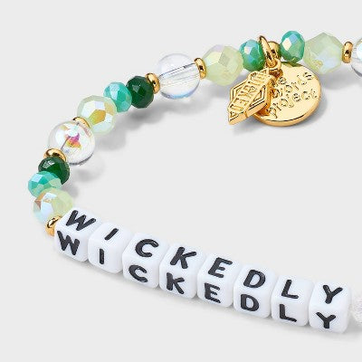 Little Words Project x Wicked "Wickedly Brave" Beaded Bracelet - Black/Green/White