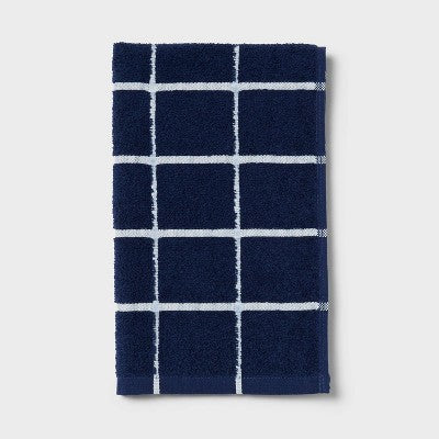 6pc Everyday Ribbed Dorm Towel Set Navy/White - Room Essentials