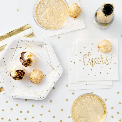 50ct Gold/White Snack Plates - Spritz