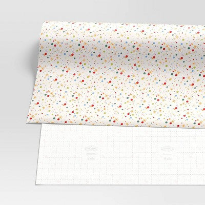 30" 90 sq ft Christmas Roll Wrap Multi-Color Dots/Stars on Cream - Wondershop (LOCAL PICKUP ONLY)