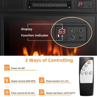 Costway 18" Electric Fireplace Inserts & Freestanding Adjustable Heater Log Flame 1400W (LOCAL PICKUP ONLY)