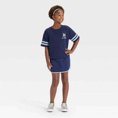 Girls' French Terry Skort - Cat & Jack Dark Blue XL