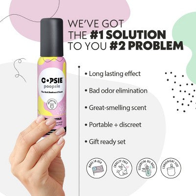 Oopsie Poopsie Toilet Odor Eliminator Toilet Spray - Flower Citrus - 2 fl oz: Ammonia-Free, Aluminum-Free, Dye-Free, Paraben-Free, Sulfate-Free
