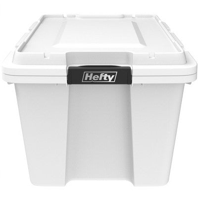 Hefty 18gal Max Pro Tote White Base Lid with Black Latch and Brushed Silver Foil (LOCAL PICKUP ONLY)