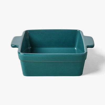 20.8oz Square Stoneware Baking Dish Green - Figmint: Oven, Microwave, Dishwasher & Freezer Safe, Ergonomic Handle