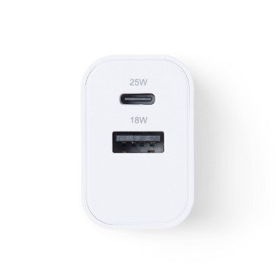 Dual Port 25W USB-A and USB-C Wall Charger - dealworthy White: Quick Charge, Surge Protection