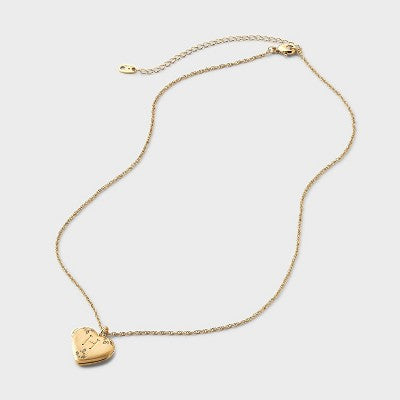 Brass Letter "H" Heart Locket with Initial Pendant Necklace - A New Day Gold