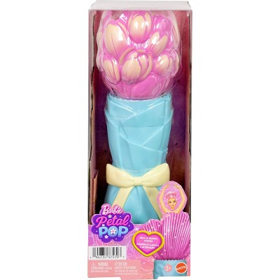 Barbie Petal Pop Scented Fashion Doll with Pink Tulip Dress, Reveal Accessories like Bunny & More