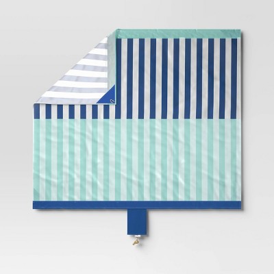 5'x6' Striped Beach Mat Blue - Sun Squad