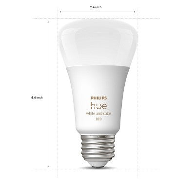 2pk Philips Hue A19 60W Light Bulbs: LED, Dimmable, 800 Lumens, Google Home & Apple HomeKit Compatible, Energy Star Certified