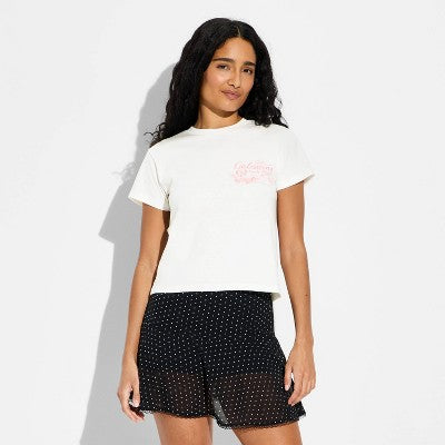 Women's Minnie & Daisy Galentines Short Sleeve Graphic T-Shirt - Cream L