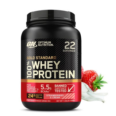 Optimum Nutrition Gold Standard 100% Whey Protein Powder - Strawberries & Cream - 22 Servings - 24oz