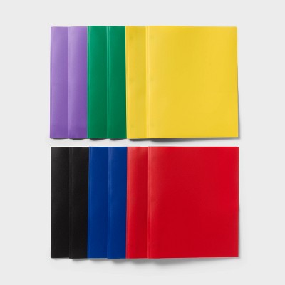 12pk Plastic Filing Portfolio with Prongs Multicolored - up&up: Resume Holder, Internal Pockets, 50 Sheet Capacity