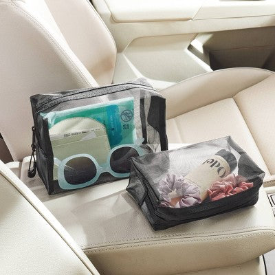 2 Car Pouch Organizers - Brightroom: Black Automotive Interior Accessories, Zipper Pouch for Car Organization