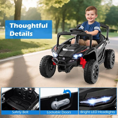 Costway 12V Kids Ride On Car Battery Powered Electric Remote Control LED Lights Music Black (LOCAL PICKUP ONLY)