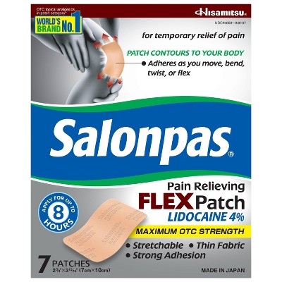 Salonpas Lidocaine 4% Pain Relieving Flex Patch - Odor Free - 7ct