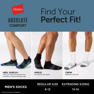 Hanes Men's 4pk Ankle Socks Pack, Absolute Comfort Cushioned Quarter Socks, Moisture-Wicking, Beige/White 6-12