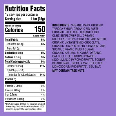 Organic Chocolate Chip Whole Grain Baked Bar - 15.24oz/12ct - Good & Gather