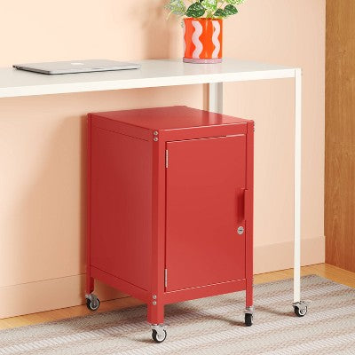 Metal Rolling Dorm Locker Storage Cabinet with Lock Coral Red - Room Essentials (LOCAL PICKUP ONLY)