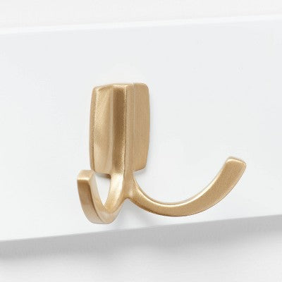 Modern Octopus 3 Hooks Rail Gold/White - Brightroom: Wall Mounted Decorative Hook Rack, Cast Aluminum, 13.5" Length