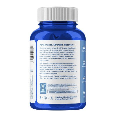 Goli Nutrition Creatine Monohydrate Sugar Free Vegan Dietary Supplement Gummies - 60ct