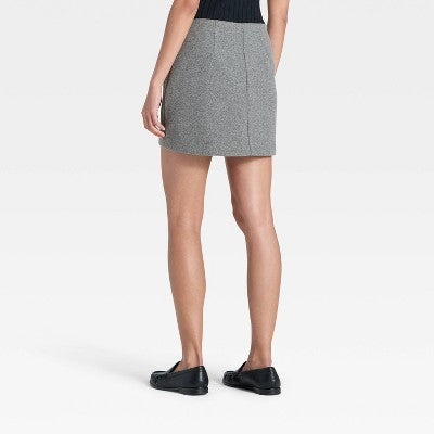 Women's Brushed Boucle Mini Skirt - A New Day Heather Gray 14
