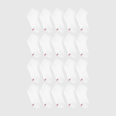 Hanes Boys' 20pk Ankle Socks - White L