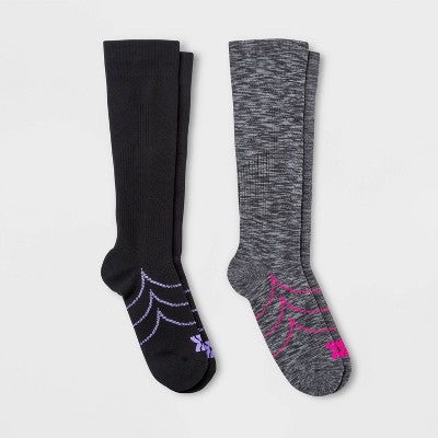Women's Compression 2pk Knee High Athletic Socks - All In Motion Gray/Black 4-10