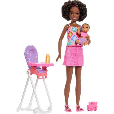 Barbie Skipper Babysitters Inc. Playset with Friend Doll, Toddler Doll, High Chair & 8 Accessories