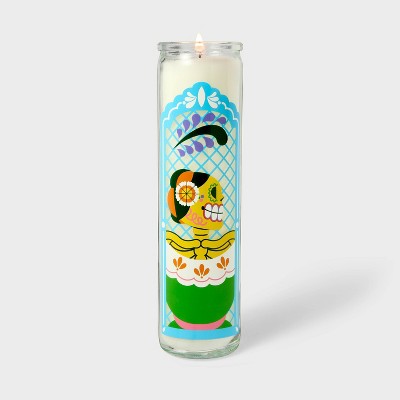 2.17"x7.9" Glass Unscented Girl Dia de Muertos 18.8oz Jar Candle