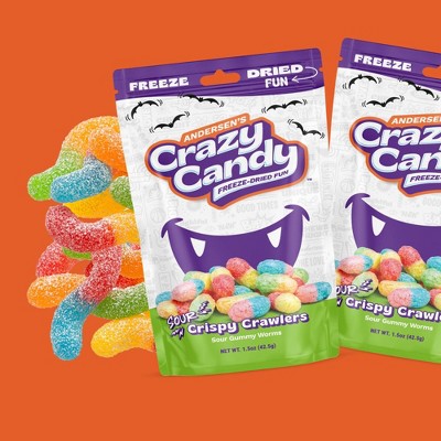 Crazy Candy Freeze Dried Halloween Candy - Sour Crispy Crawlers - 1.5oz