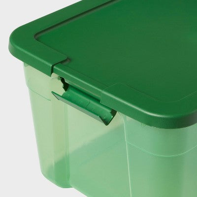 66qt Latch Box Green Tint - Brightroom: Stackable Plastic Storage with Lidded Design, Universal Utility Tubs, 66qt Capacity