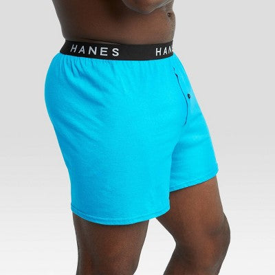 Hanes Premium Men's 4pk Stretch Cotton Knit Boxers - Black/Gray XXL: Tagless, Regular Rise, Elastic Waistband