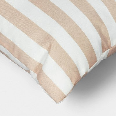 16"x16" Reversible Cabana Stripe Pillow Khaki/Ivory - Room Essentials