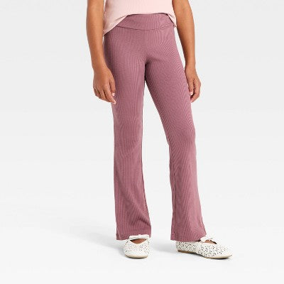 Girls' Ribbed Flare Leggings - Cat & Jack Rose Pink XS
