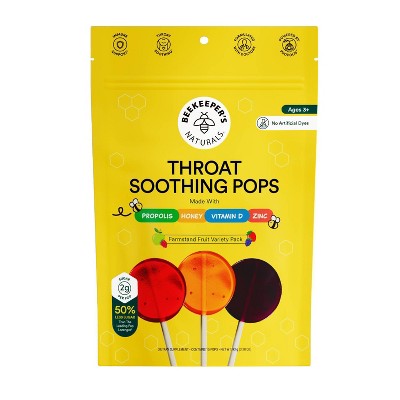 Beekeeper's Naturals Propolis Throat Soothing Pops - 15ct: Drug-Free, Artificial Flavor-Free, Honey Based Lollipops
