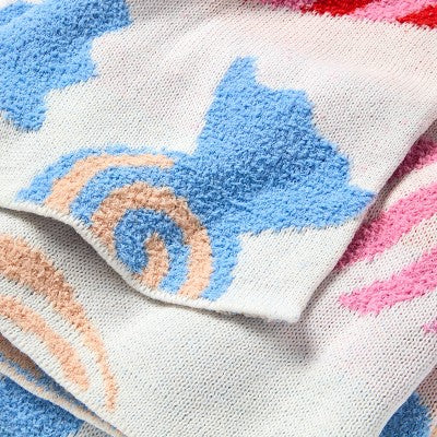 48"x58" Holiday Candy Knit Kids' Throw Blanket Cream - Pillowfort
