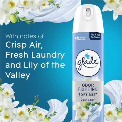Glade Odor Fighting Soft Mist Aerosol Room Air Freshener - Clean Linen - 16oz/2ct