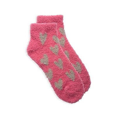 2pk Softie Socks Cream/Pink Hearts - Bullseye's Playground
