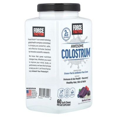 Force Factor Awesome Colostrum™, Berries & Cream, 60 Soft Chews