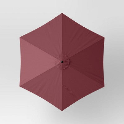 9' Round Solid Outdoor Patio Market Umbrella Maroon with Black Pole - Threshold (LOCAL PICKUP ONLY)