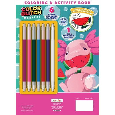 Axolotl Coloring Book with Color Glitch Markers