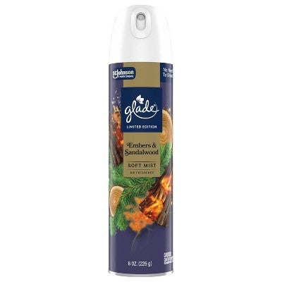 Glade Compressed Gas Air Freshener Aerosol - Embers & Sandalwood - 8oz