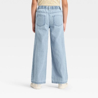 Girls' Wide Leg Jeans - Cat & Jack Light Wash XXL